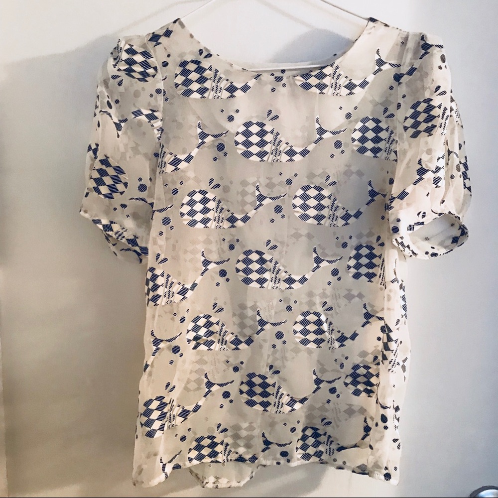 Sheer top with puff sleeve